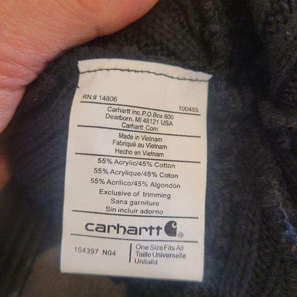 Carhartt Unisex Black Acrylic/Cotton Knit Beanie with Logo Patch - Picture 5 of 5